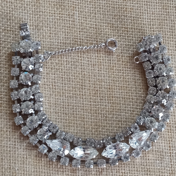 Eisenberg Ice Crystal Clear Rhinestones Signed Vintage Mid Century Bracelet - Picture 6 of 13